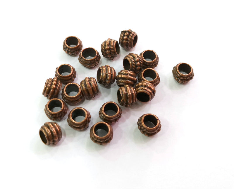 10 Copper Rondelle Beads Antique Copper Plated Beads (8mm)  G19486