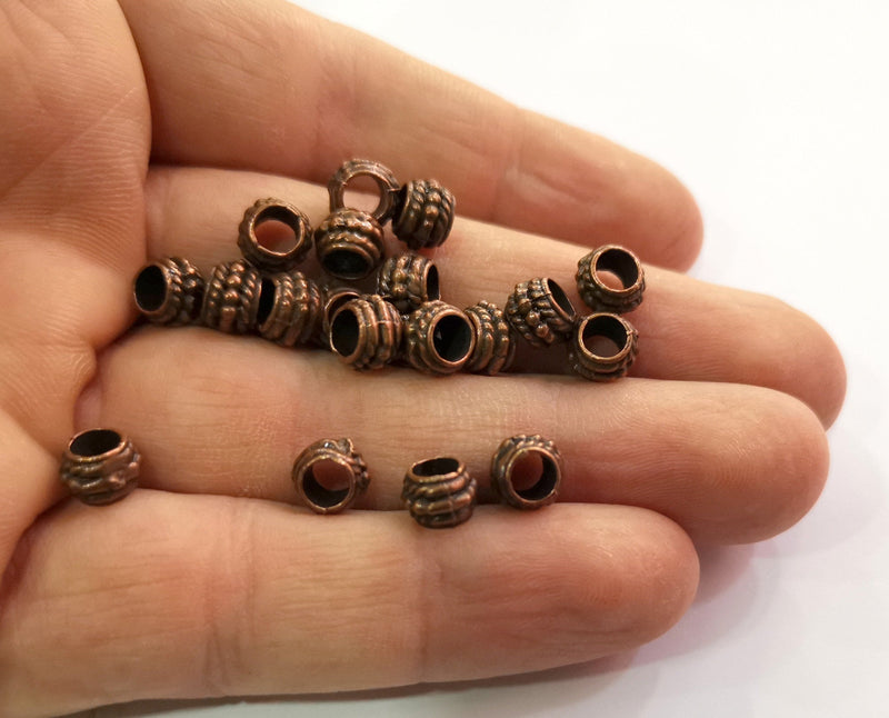10 Copper Rondelle Beads Antique Copper Plated Beads (8mm)  G19486