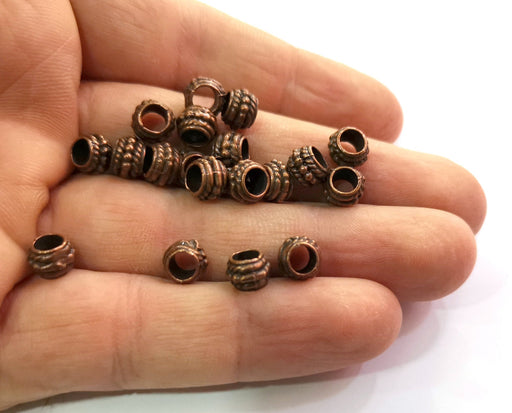 10 Copper Rondelle Beads Antique Copper Plated Beads (8mm)  G19486