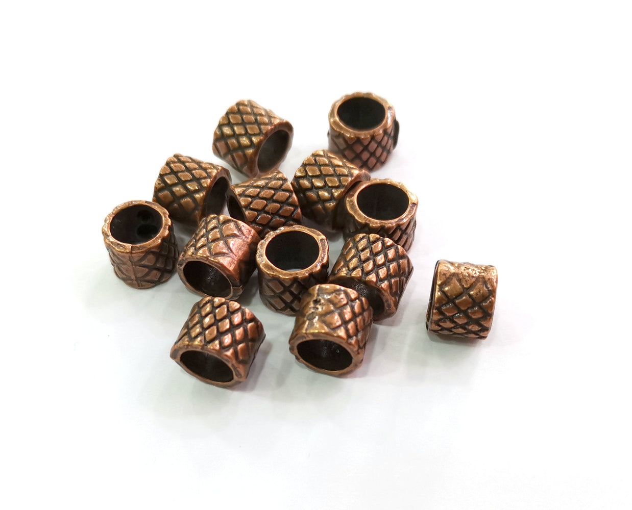 6 Copper Rondelle Beads Antique Copper Plated Beads (10mm)  G19488
