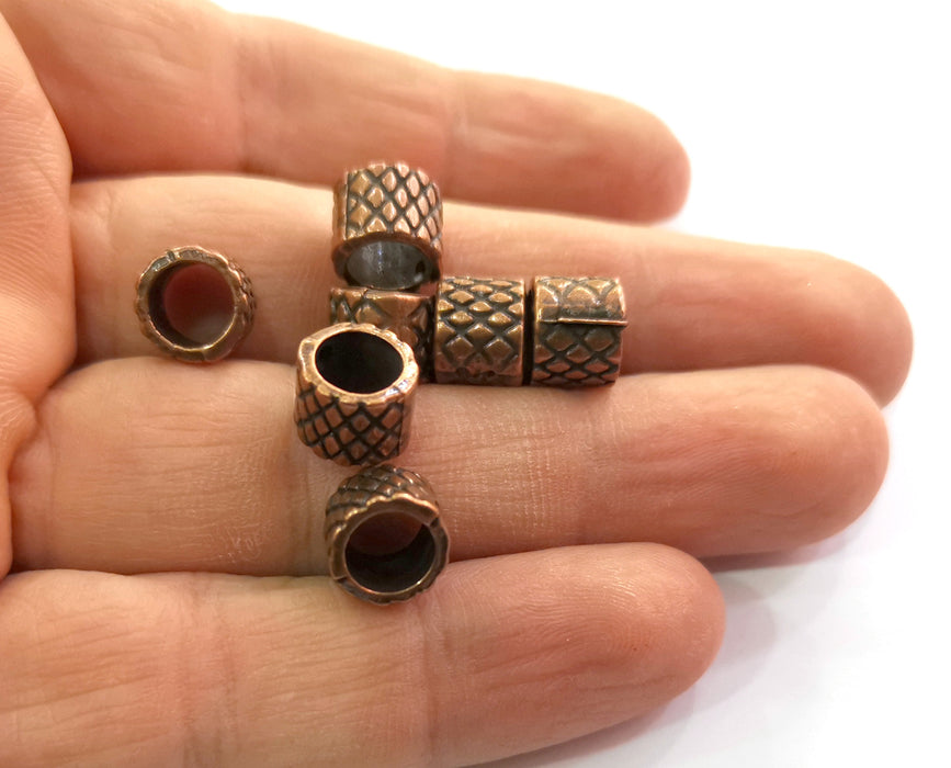 6 Copper Rondelle Beads Antique Copper Plated Beads (10mm)  G19488