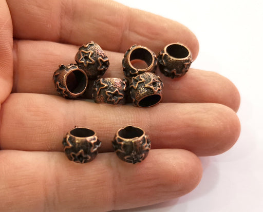 6 Star Rondelle Beads Antique Copper Plated Beads (11mm)  G19489