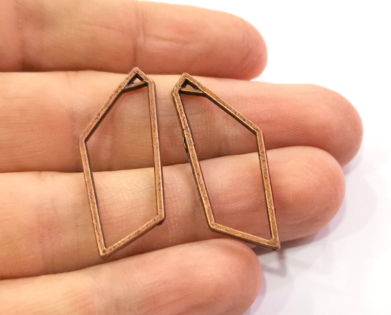 8 Frame Bezel Charms Antique Copper Plated Charms (37x14mm) G19493