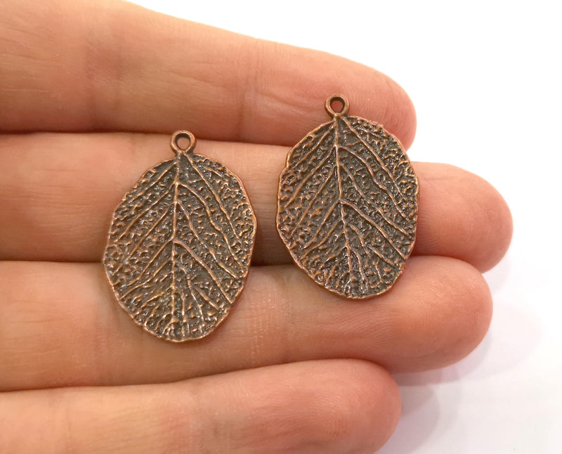 2 Leaf Charms Antique Copper Plated Charms (31x20mm) G19498
