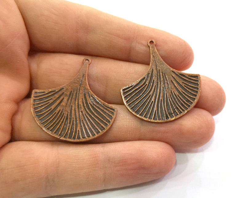 2 Ginko Leaf Charms Antique Copper Plated Charms (35x32mm)  G19500