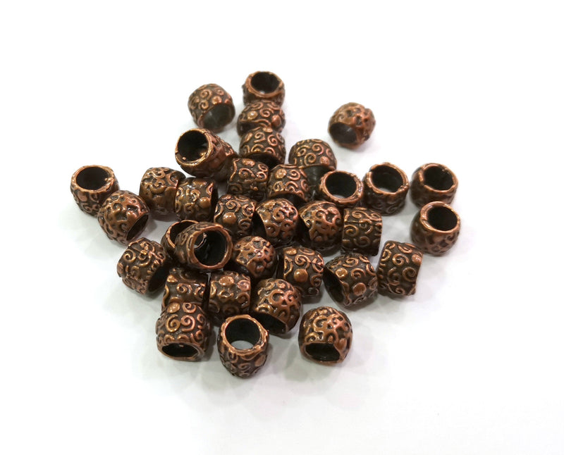10 Copper Rondelle Beads Antique Copper Plated Beads (8mm)  G19502