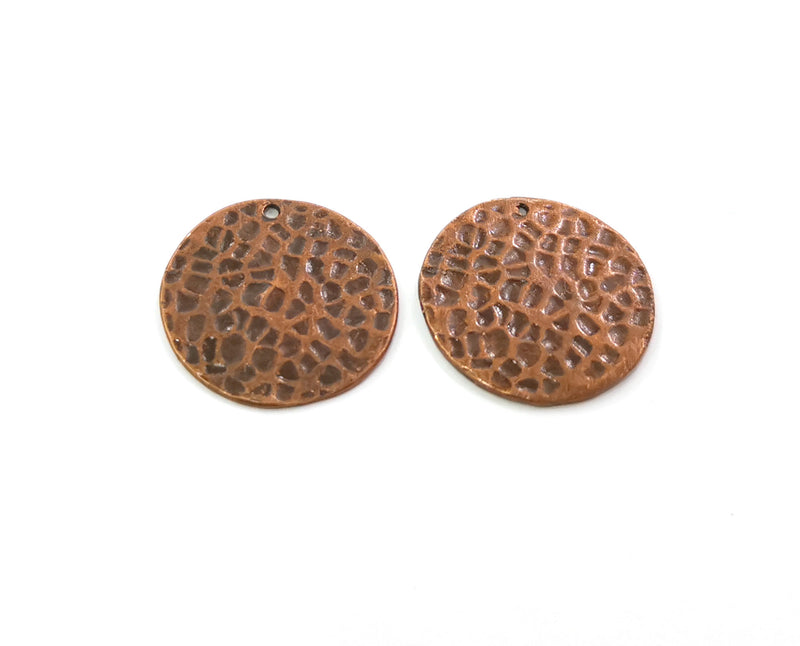 2 Hammered Charm Tag Antique Copper Plated Brass (20mm) G19503