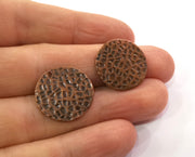 2 Hammered Charm Tag Antique Copper Plated Brass (20mm) G19503