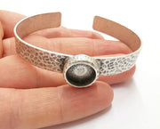 Bracelet Blank Resin Bangle Dry Flower inlay Blank Cuff Bezel Glass Cabochon Base Hammered Adjustable Antique Silver (12mm ) G19876
