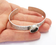 Bracelet Blank Resin Bangle Dry Flower inlay Blank Cuff Bezel Glass Cabochon Base Hammered Adjustable Antique Silver (12mm ) G19876