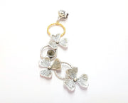 Flowers Pendant Blank Resin Bezel Mosaic Mountings Antique Silver and Gold Plated Brass (104x40mm)( 7mm Bezel Inner Size)  G19880