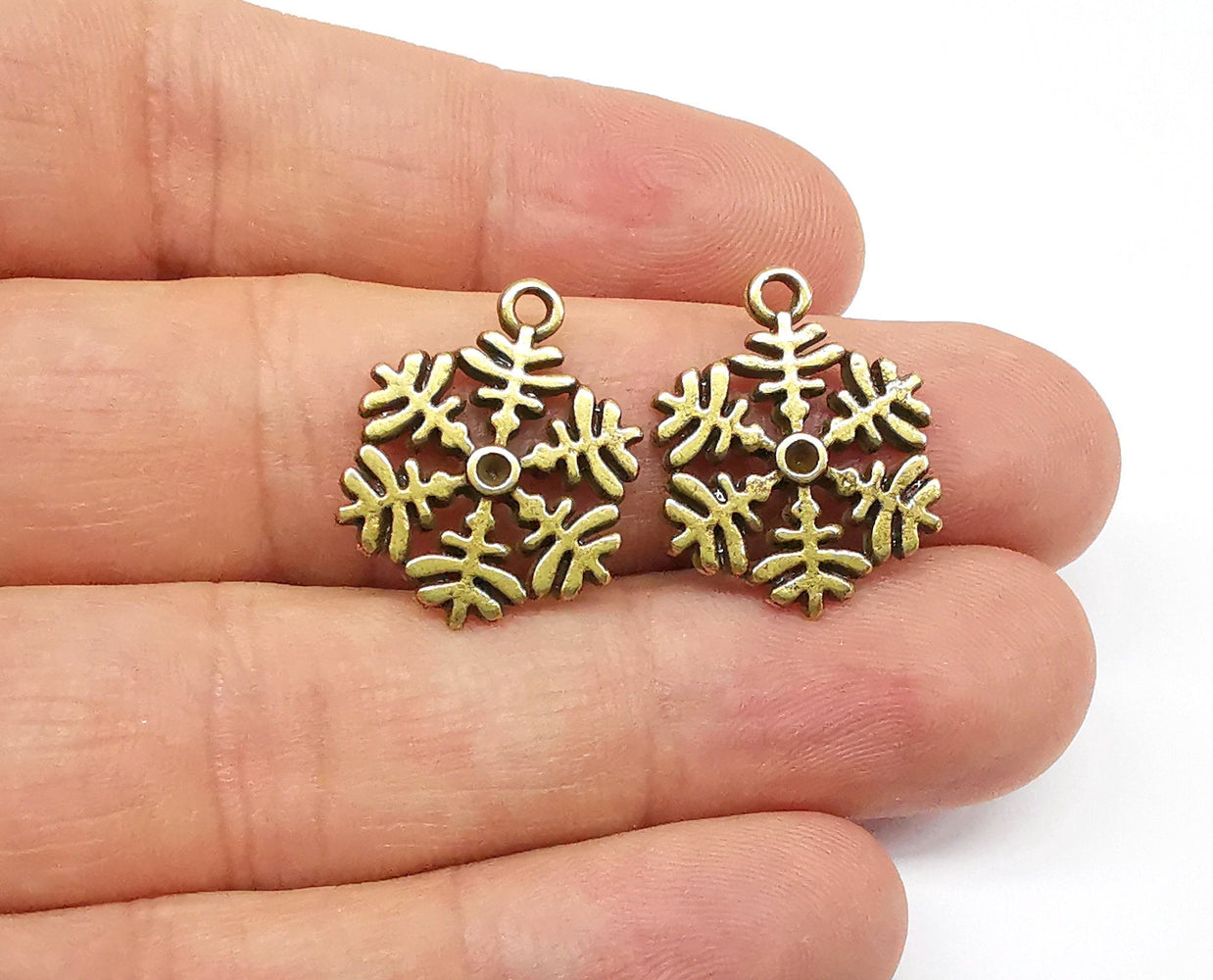 5 Snow Flake Charms Antique Bronze Plated Charms (23x17mm) G19895