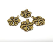 5 Snow Flake Charms Antique Bronze Plated Charms (23x17mm) G19895