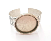 Bracelet Blank Resin Bangle Dry Flower inlay Blank Cuff Bezel Glass Cabochon Base Textured Adjustable Antique Silver (40mm ) G19896