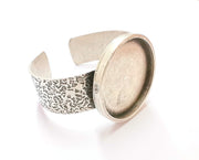 Bracelet Blank Resin Bangle Dry Flower inlay Blank Cuff Bezel Glass Cabochon Base Textured Adjustable Antique Silver (40mm ) G19896