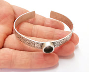 Bracelet Blank Resin Bangle Dry Flower inlay Blank Cuff Bezel Glass Cabochon Base Textured Adjustable Antique Silver (10x8mm ) G19904