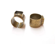 Hammered Ring Blank Setting Cabochon Base inlay Ring Backs Mounting Adjustable Ring Bezel (10x10mm blank) Antique Bronze Plated G19906