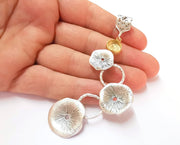 Lotus Leaf Pendant Blank Resin Bezel Mosaic Mountings Antique Silver and Gold Plated Brass (95x45mm)(10mm Bezel Size)  G19911