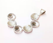 Hammered Pendant Blank Resin Bezel Mosaic Mountings Antique Silver Plated Brass (80x45mm)( 7mm Bezel Inner Size)  G19914