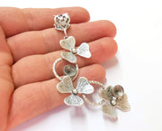 Flowers Pendant Blank Resin Bezel Mosaic Mountings Antique Silver Plated Brass (82x30mm)(7mm Bezel Inner Size)  G19915