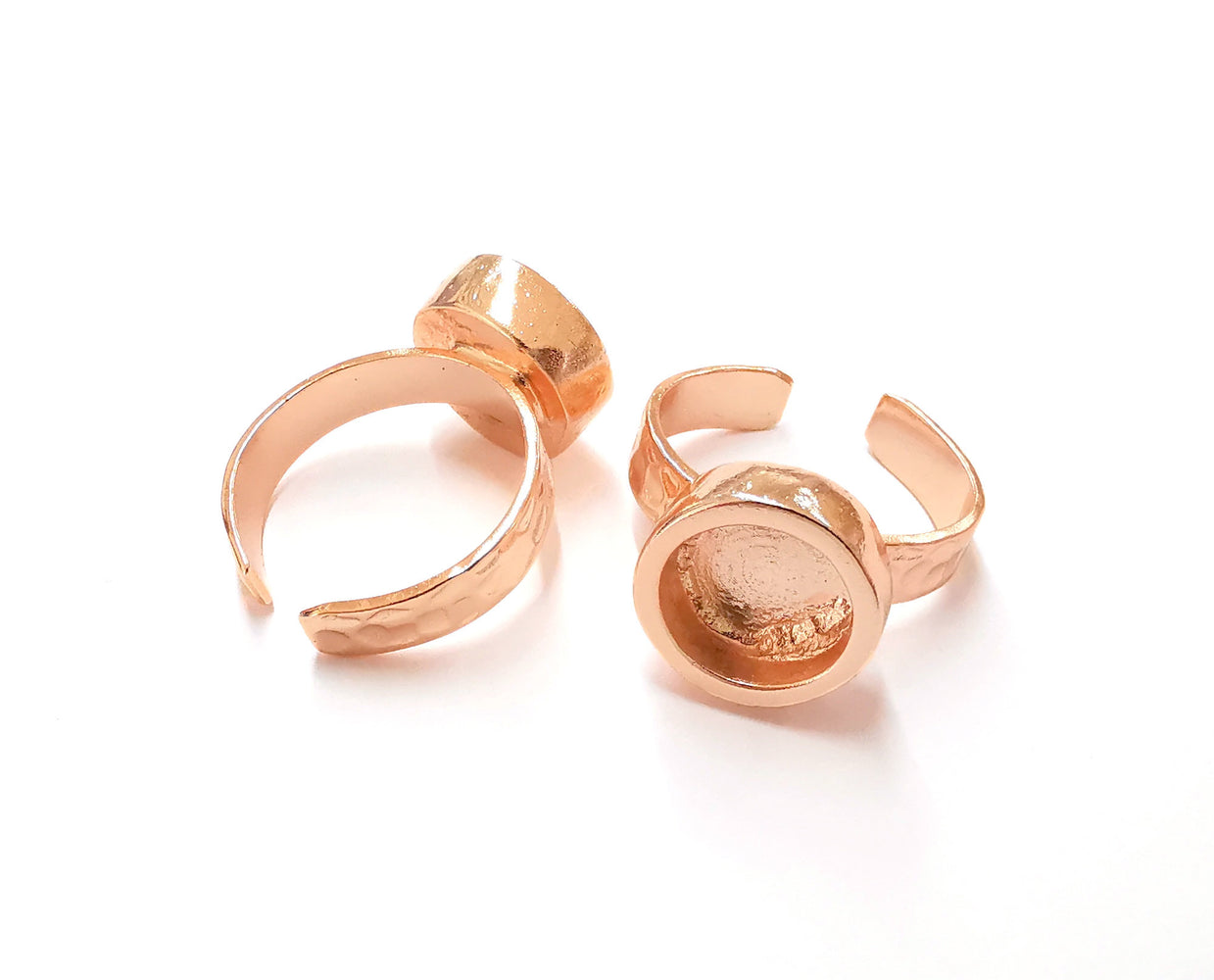 Rose Gold Ring Blank Base Bezel Settings Rose Gold Cabochon Base Mountings Adjustable Resin Ring (10mm Blank)  G19920
