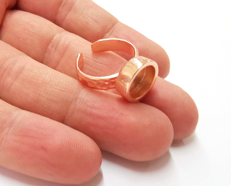 Rose Gold Ring Blank Base Bezel Settings Rose Gold Cabochon Base Mountings Adjustable Resin Ring (10mm Blank)  G19920