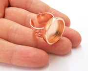 Rose Gold Ring Blank Base Bezel Settings Rose Gold Cabochon Base Mountings Adjustable Resin Ring (18 mm Blank)  G19922