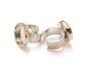 Shiny Silver Ring Blank Base Bezel Settings Shiny Silver Plated Cabochon Base Mountings Adjustable Resin Ring (18mm Blank)  G19926