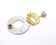 Pendant Blank Resin Bezel Mosaic Mountings Antique Silver and Gold Plated Brass (96x50mm)(7mm Bezel Size)  G19943