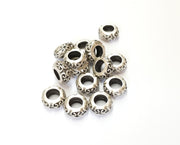 10 Silver Rondelle Beads Antique Silver Plated Beads 11mm  G19558