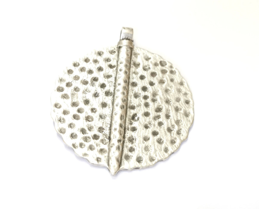 Hammered Silver Pendant Antique Silver Plated Pendant (74x60mm)  G19560