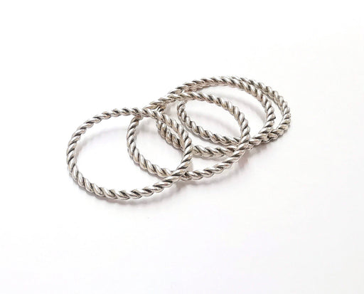 10 Twisted Circle Findings Antique Silver Plated Circle (25 mm)  G24487