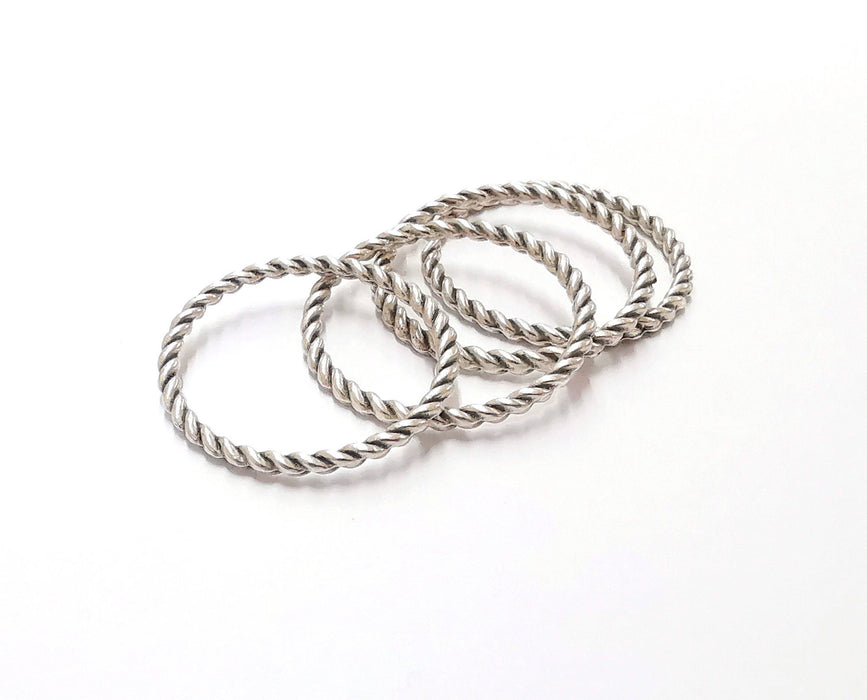 10 Twisted Circle Findings Antique Silver Plated Circle (25 mm)  G24487