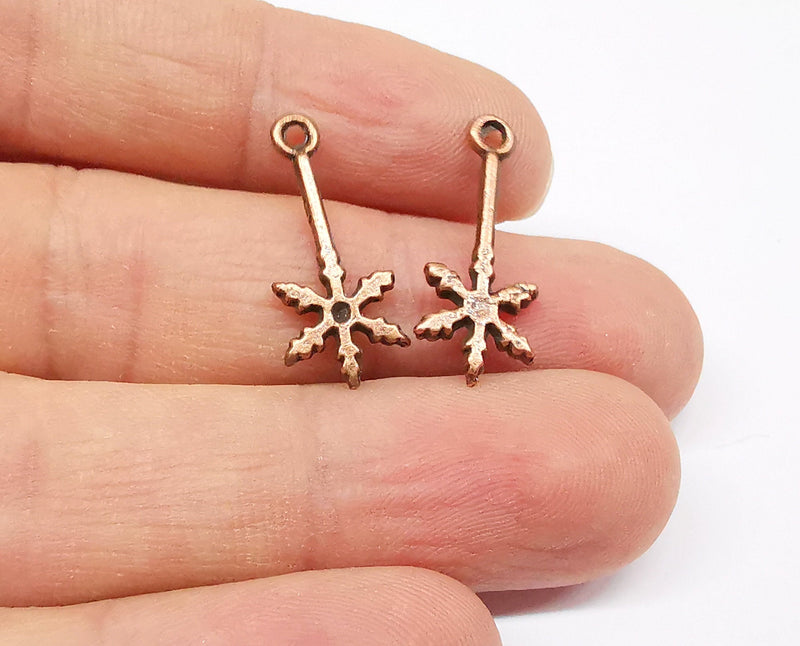 10 Snow Flake Charms Antique Copper Plated Charms (24x10mm) G19968