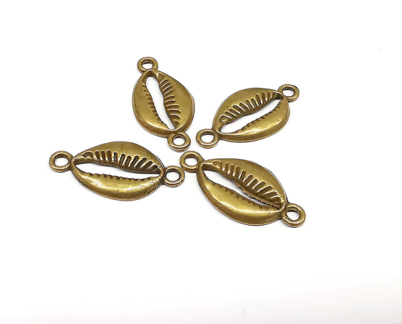 10 Sea shell Connector Charms Antique Bronze Plated Charms (27x14mm) G21814