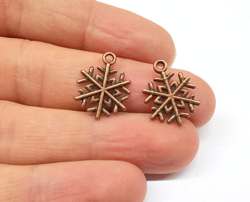 10 Snow Flake Charms Antique Copper Plated Charms (19x15mm) G19969