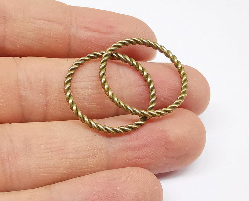 10 Twisted Circle Findings Antique Bronze Plated Circle (25 mm)  G20691