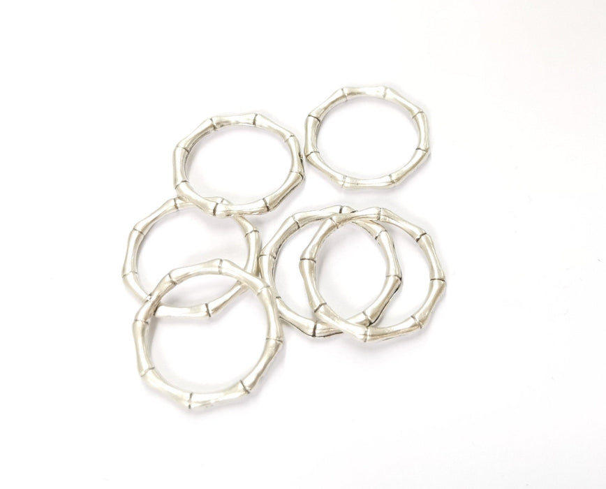 10 Bone Shape Circle Charm Connector Antique Silver Plated Charms  (21 mm)  G19583