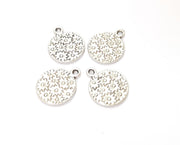 6 Flower Charms Antique Silver Plated Charms (20x16mm) G19584