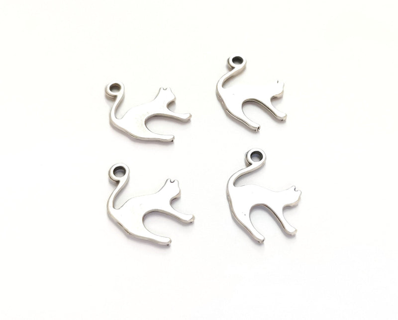 10 Cats Charms Antique Silver Plated Charms (19x13mm)  G19591