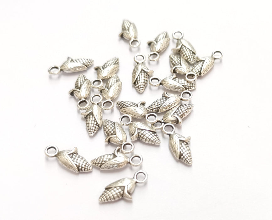 20 Corncob Charms Antique Silver Plated Charms (15x6mm)  G19592