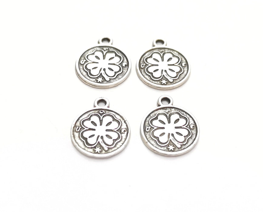 10 Clover Charms Antique Silver Plated Charms (18x15mm) G19598