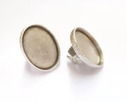 Ring Blank Setting Hammered Ring Base Bezel inlay Ring Backs Glass Cabochon Mounting Adjustable Antique Silver Plated Ring (40x30mm ) G19602
