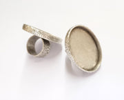 Ring Blank Setting Hammered Ring Base Bezel inlay Ring Backs Glass Cabochon Mounting Adjustable Antique Silver Plated Ring (40x30mm ) G19602