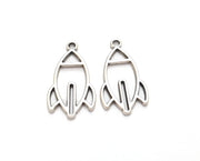 10 Rocket Charms Antique Silver Plated Charms (30x16mm) G19603