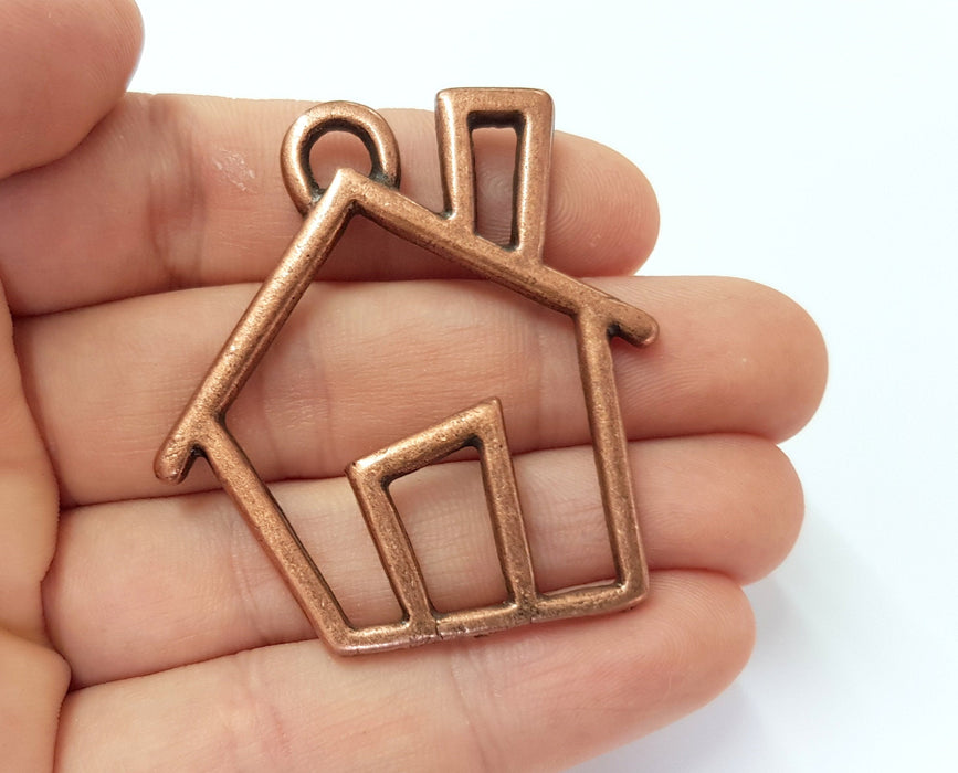 House Pendant Antique Copper Plated Pendant ( 50x46mm) G19614