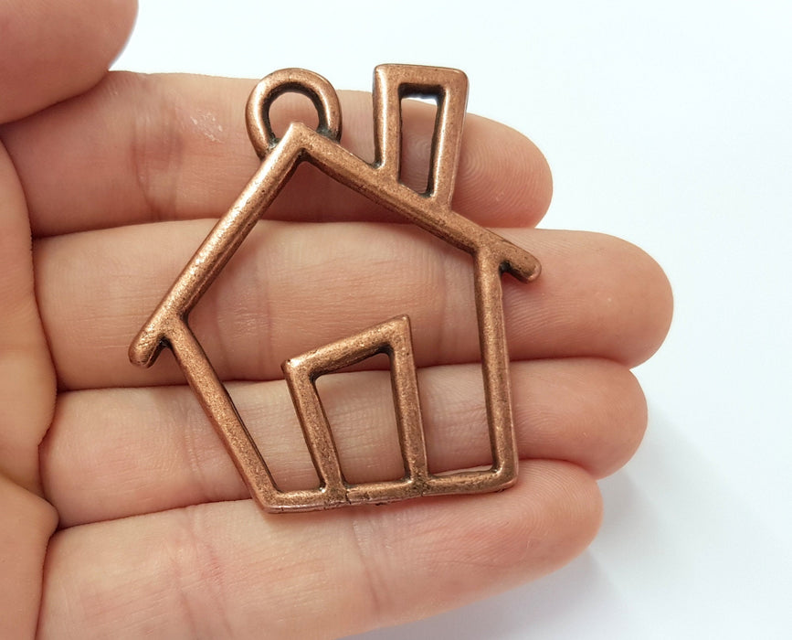 House Pendant Antique Copper Plated Pendant ( 50x46mm) G19614