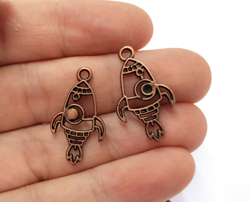 10 Rocket Charms Antique Copper Plated Charms (27x15mm) G19618