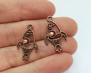 10 Rocket Charms Antique Copper Plated Charms (27x15mm) G19618