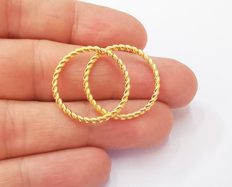 5 Twisted Circle Findings Gold Plated Circle (25 mm)  G20036